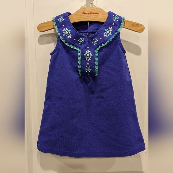 Gymboree Blue Aqua Turquoise Embroidery A Line Shiff Drees Little Girls Size 4 - Picture 2 of 6